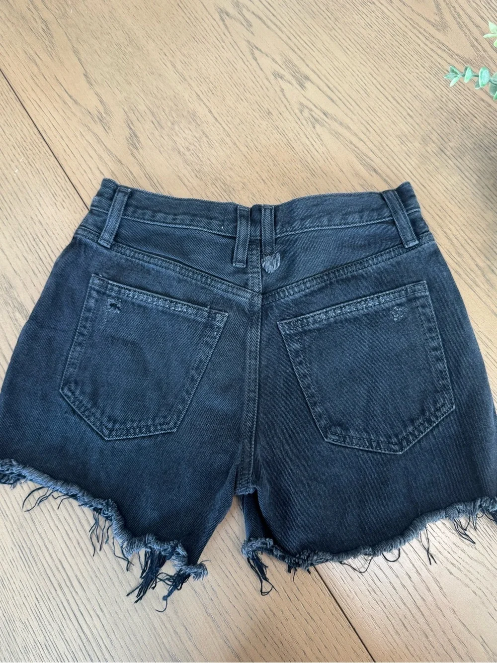 We The Free Black Distressed Denim Shorts Size 25 Raw Hem 100% Cotton